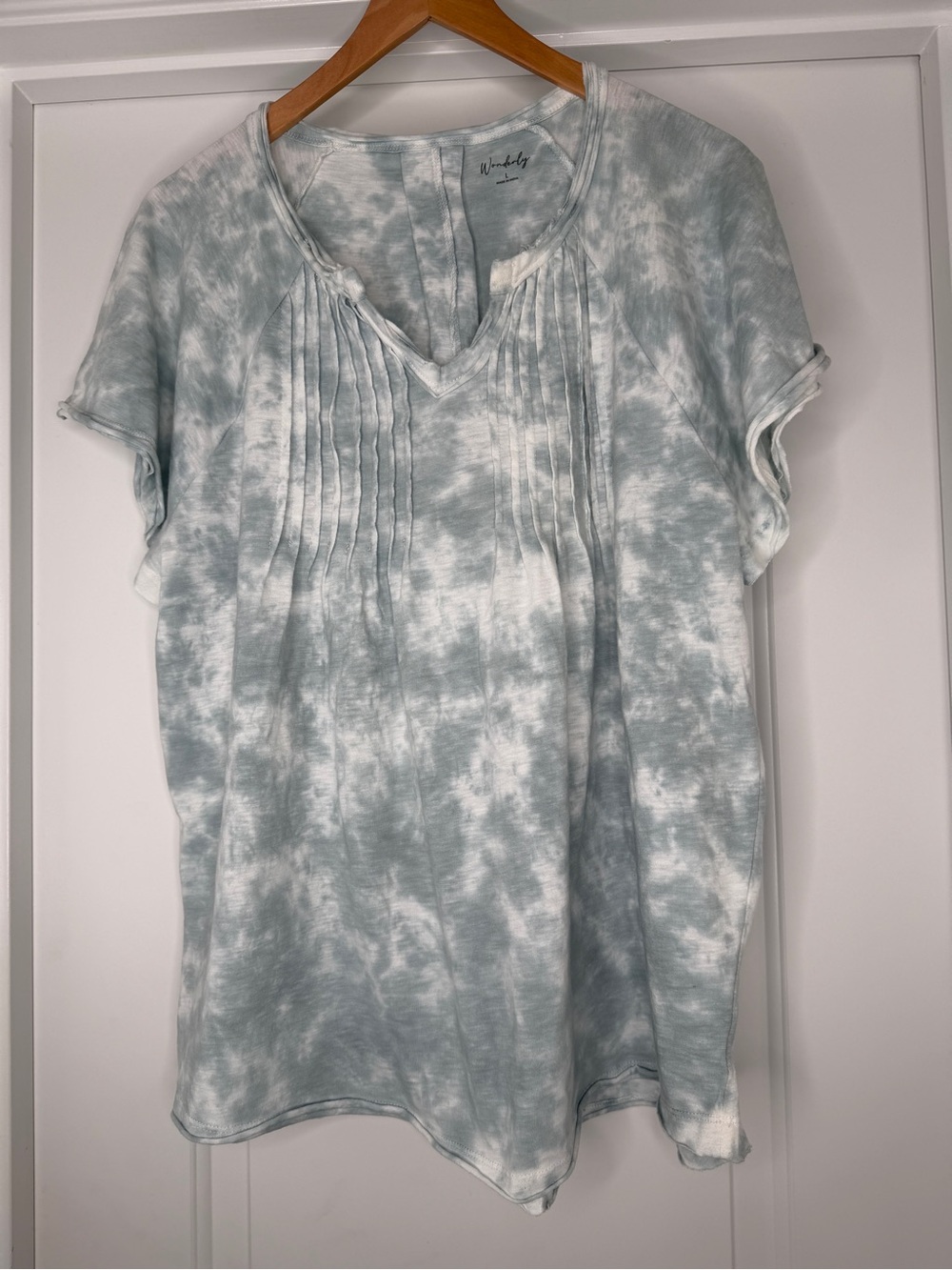 Wonderly Women’s Tie-Dye Pintuck Short Sleeve Top, Sz.L - Picture 6 of 13